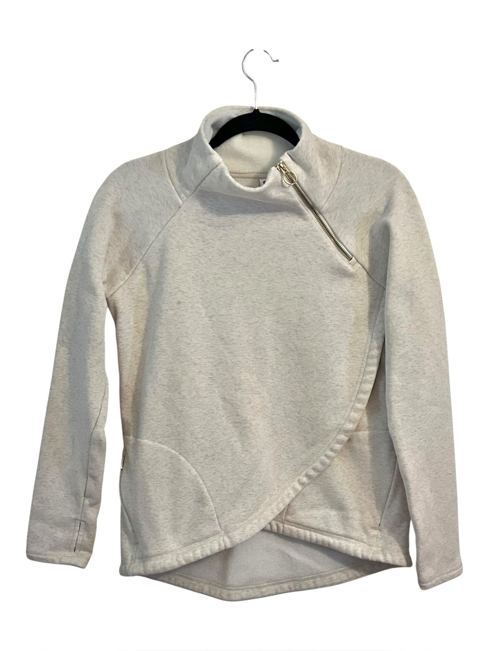 Athleta Cozy Karma Asymmetrical Pullover SZ XS in Oat Heather Grey